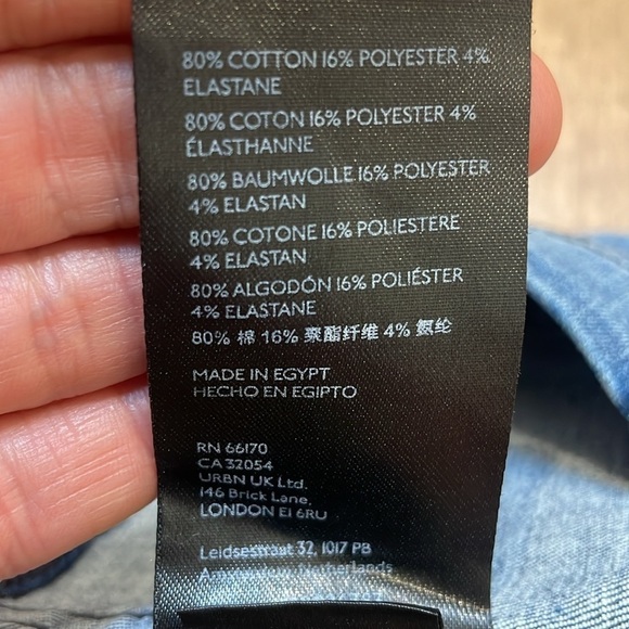 Free People Two Tone black panel denim jean mini Skirt Stretchy Tight sz 6 - Picture 13 of 13